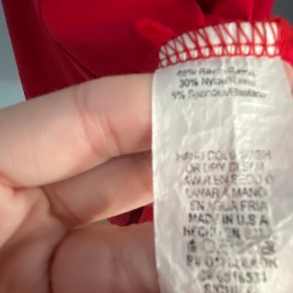 LULU'S Bright Red Cap Sleeve & Bodice Dress Zip Close S Made in USA - Picture 4 of 4